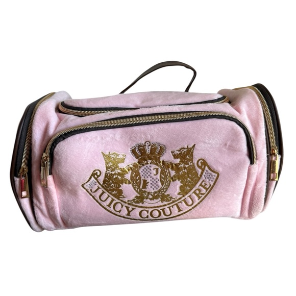 Juicy Couture Handbags - Juicy Couture Pink Velour Cosmetic Makeup Bag Gold Scottie Dog